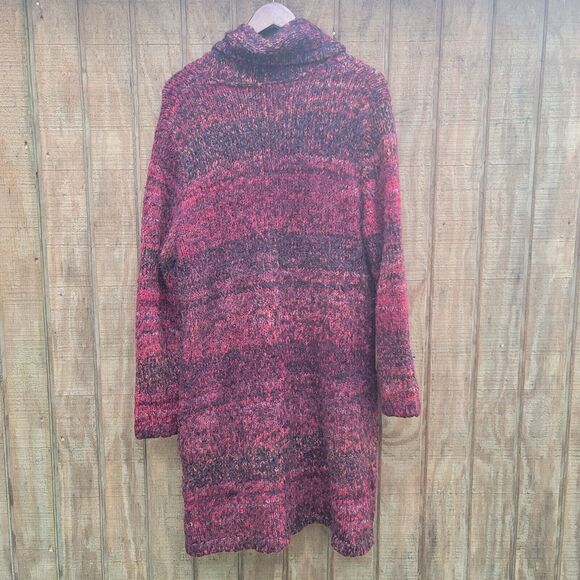 Chicos Red Black Wool Blend Long Coatigan Chicos Size 3/XL/16 - Picture 5 of 9